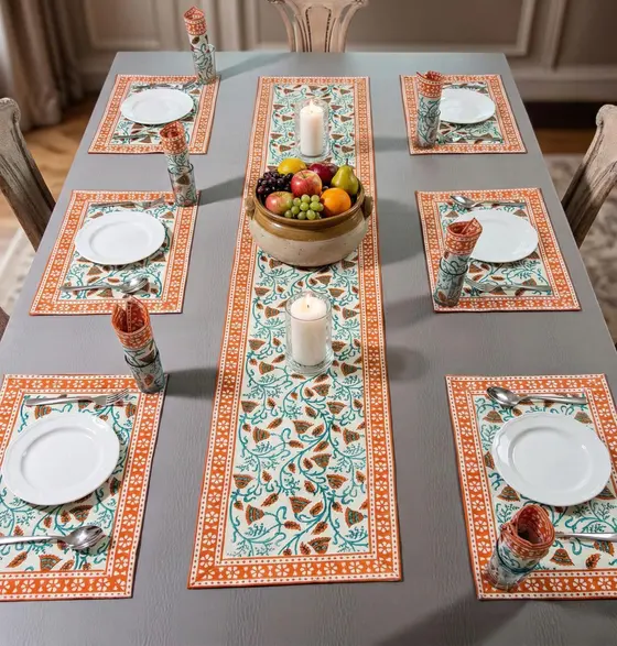 Kesariya Bel Table Runner Set