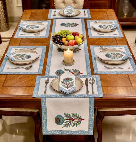 Neel Phulwari Table Runner Set