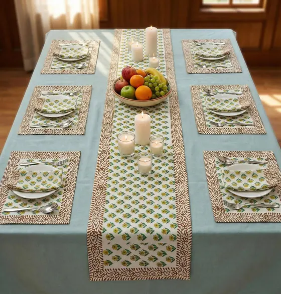 Mehndi Buti Table Runner Set