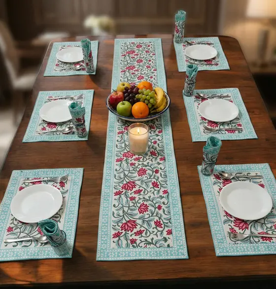 Aasmani Gulzar Table Runner Set