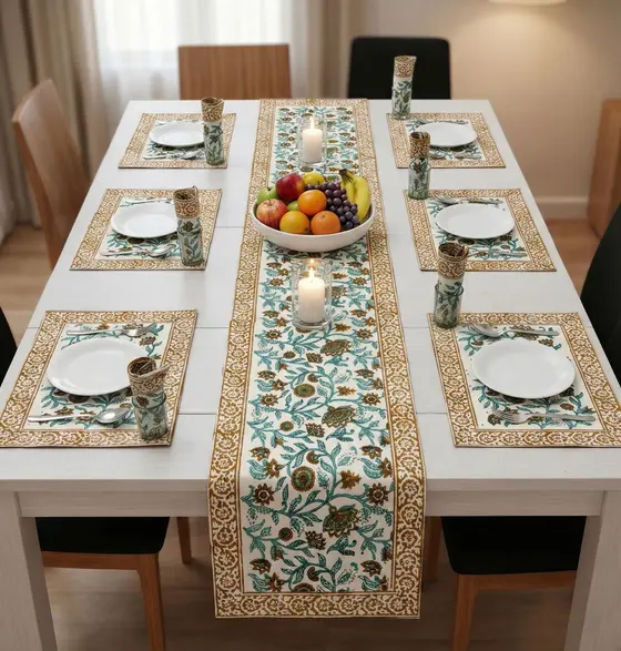 Firozi Bel Table Runner Set